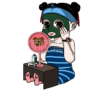 美容卡通手绘敷面膜小人儿