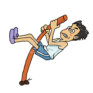 学校运动员卡通跳高青春活力锻炼体育竞技