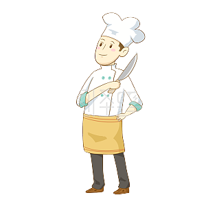 美食餐饮拿着菜刀的厨师手绘卡通人物png免抠素材