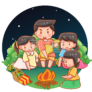 野餐聚会篝火夜晚篝火晚会