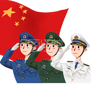 国庆阅兵海陆空男士兵军人向国旗敬礼仪式