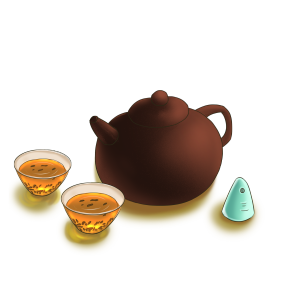 茶道品茶手绘免抠元素