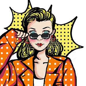 复古时尚色彩视觉波普风欧美时尚女郎