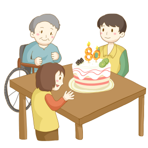 志愿者社区服务敬老院给老人过生日免抠PNG素材
