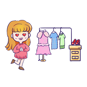双十一女孩买衣服png素材场景