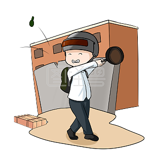 卡通可爱游戏吃鸡打飞手榴弹