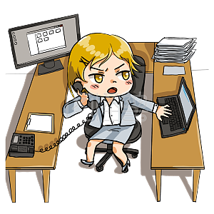 卡通手绘水彩动漫忙碌工作女士海报