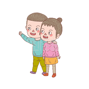 卡通手绘人物励志奋斗情侣