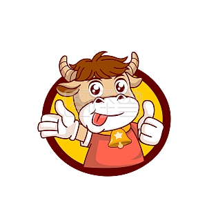 手绘卡通牛logo形象