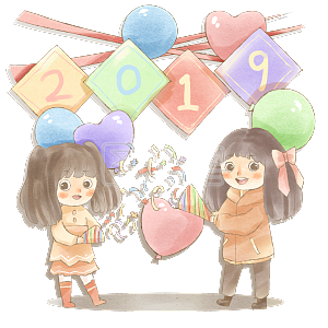 可爱女孩撒花欢迎新年