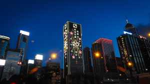 大都市中的高楼大厦夜色