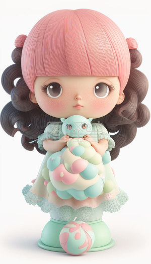 小女孩人物卡通3d可爱风 ip单人aigc数字作品素材