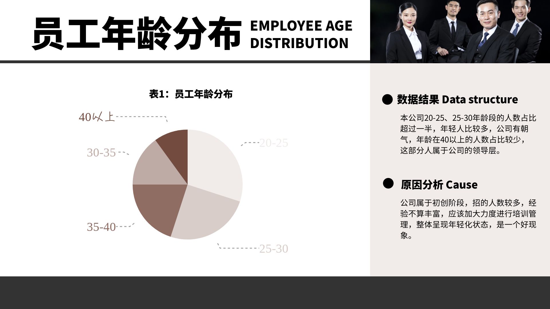 通用hr人力年龄分布饼图ppt图表