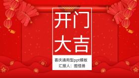 卡通喜庆开门大吉开业ppt模板