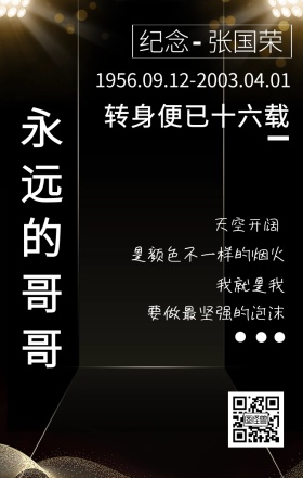 纪念 张国荣 我就是我 天空开阔 永远的哥哥 转身便已十六载 要做最坚强的泡沫 是颜色不一样的烟火 1956.09.12-2003.04.01 张国荣逝世16周年手机海报