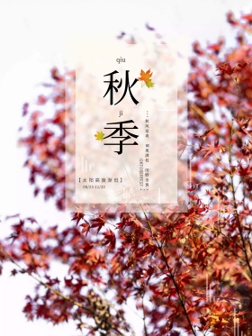 唯美秋季宣传红包配图海报