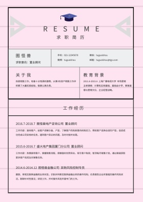 极简风格表格求职简历模板