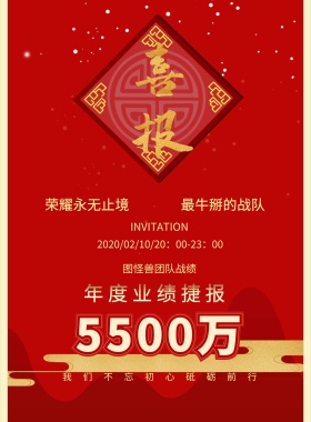 5500万 最牛掰的战队 年度业绩捷报 荣耀永无止境  图怪兽团队战绩 INVITATION 我们不忘初心砥砺前行 2019/02/10/20：00-23：00 喜报
