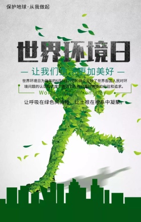 世界环境日保护地球蓝色简约手机海报