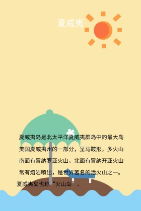 旅游景点简介夏威夷岛简约白色竖版配图