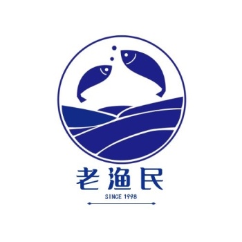 蓝色中国风简约创意店招老渔民logo设计