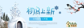 蓝色文艺冬天雪花冬季冬装淘宝banner