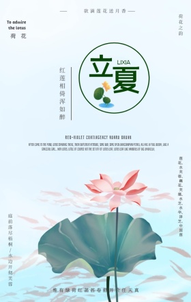 中国风荷花之韵古典赏手机海报
