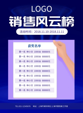 城市夜景销售风云榜海报模板