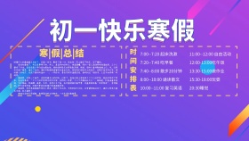 初一寒假小报卡通简约清新创意手抄报