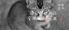 猫粮宠物卡通手绘移动端电商banner