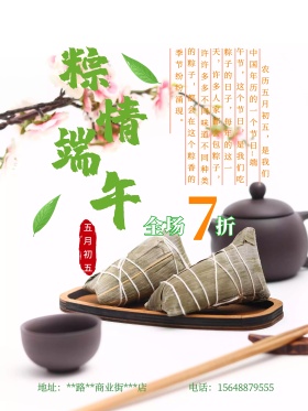清新粽情端午 端午节促销海报