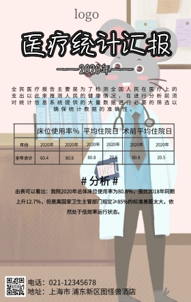 医疗统计汇报简约表格手机海报