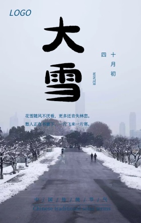 小雪传统节气唯美雪景手机海报