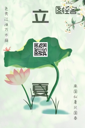 立夏二十四节气荷叶荷花手绘红包公众号配图