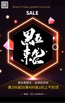 黑色星期五购物狂欢节手机海报