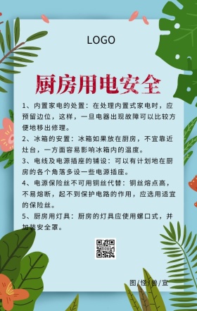 厨房用电安全注意事项手机海报