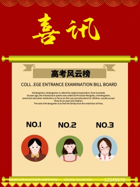 喜讯高考风云榜金榜题名海报展板背景