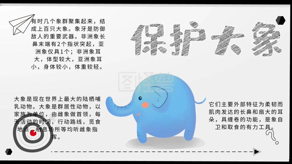 简约宣传保护大象手抄报
