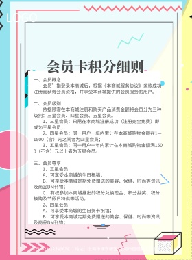 会员卡积分细则海报模板