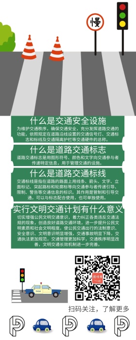 交通安全教育宣传手抄报卡通简约营销长图