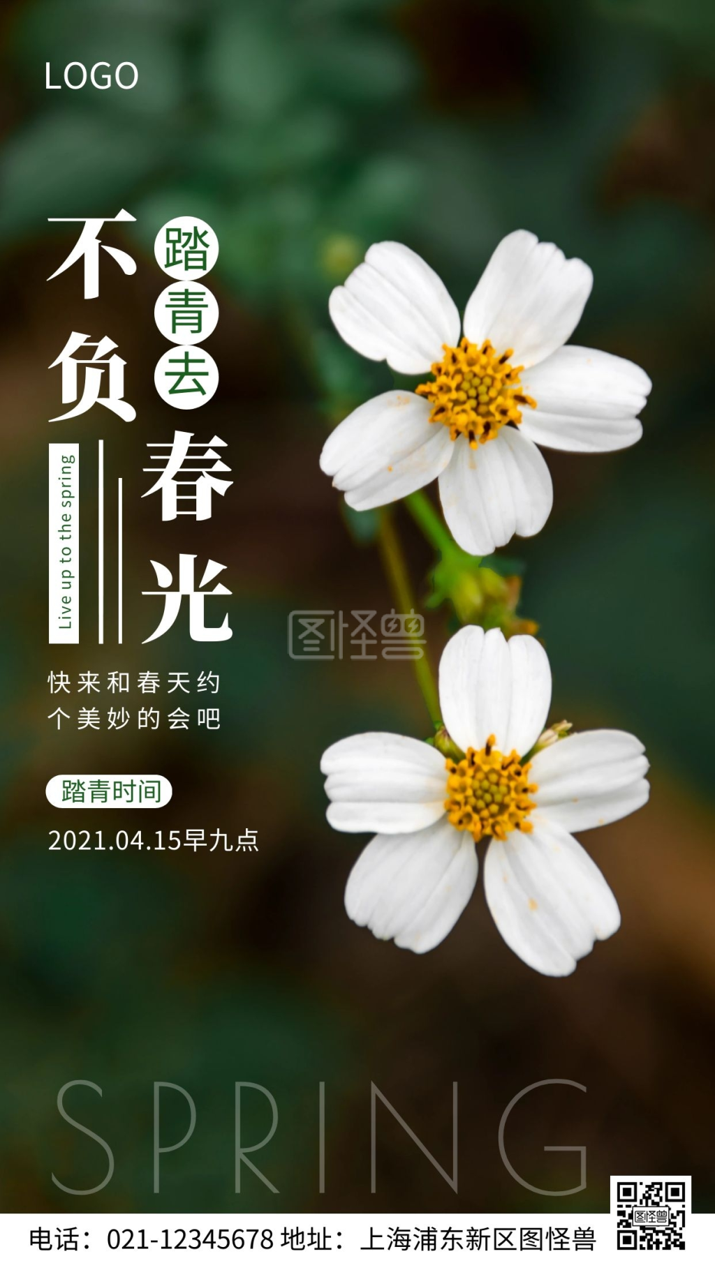 不负春光绿色踏青去通知活动摄影图海报