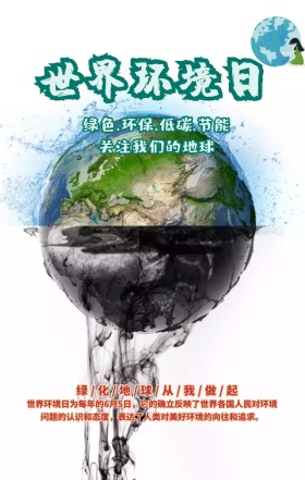 世界环境日绿化地球绿色简约手机海报