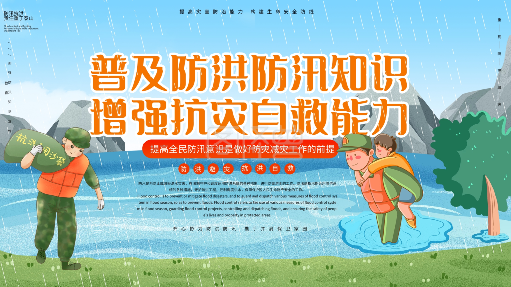 防洪防汛抗灾科普宣传内容型展板