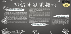 班级团结黑板报活动宣传海报简约