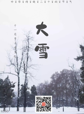 大雪二十四节气简约创意大气中国风海报