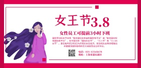 妇女节女神节公司福利3.8通知横版海报