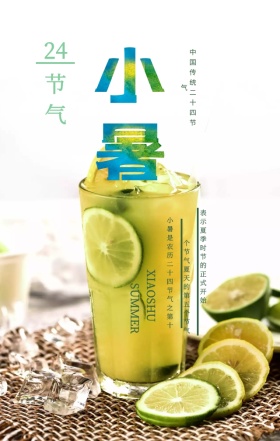 清新绿色荷花池塘二十四节气之小暑手机海报