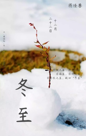 简约雪景冬至手机海报