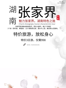湖南特色张家界旅游宣传海报