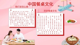  餐桌文化宣传红色白色卡通手抄报
